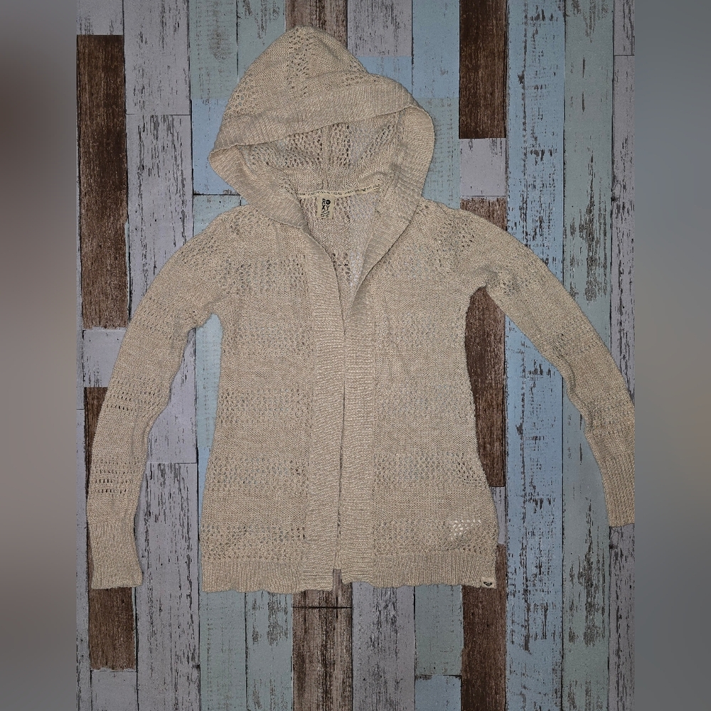 Roxy Cream Cardigan Sweater with Hood